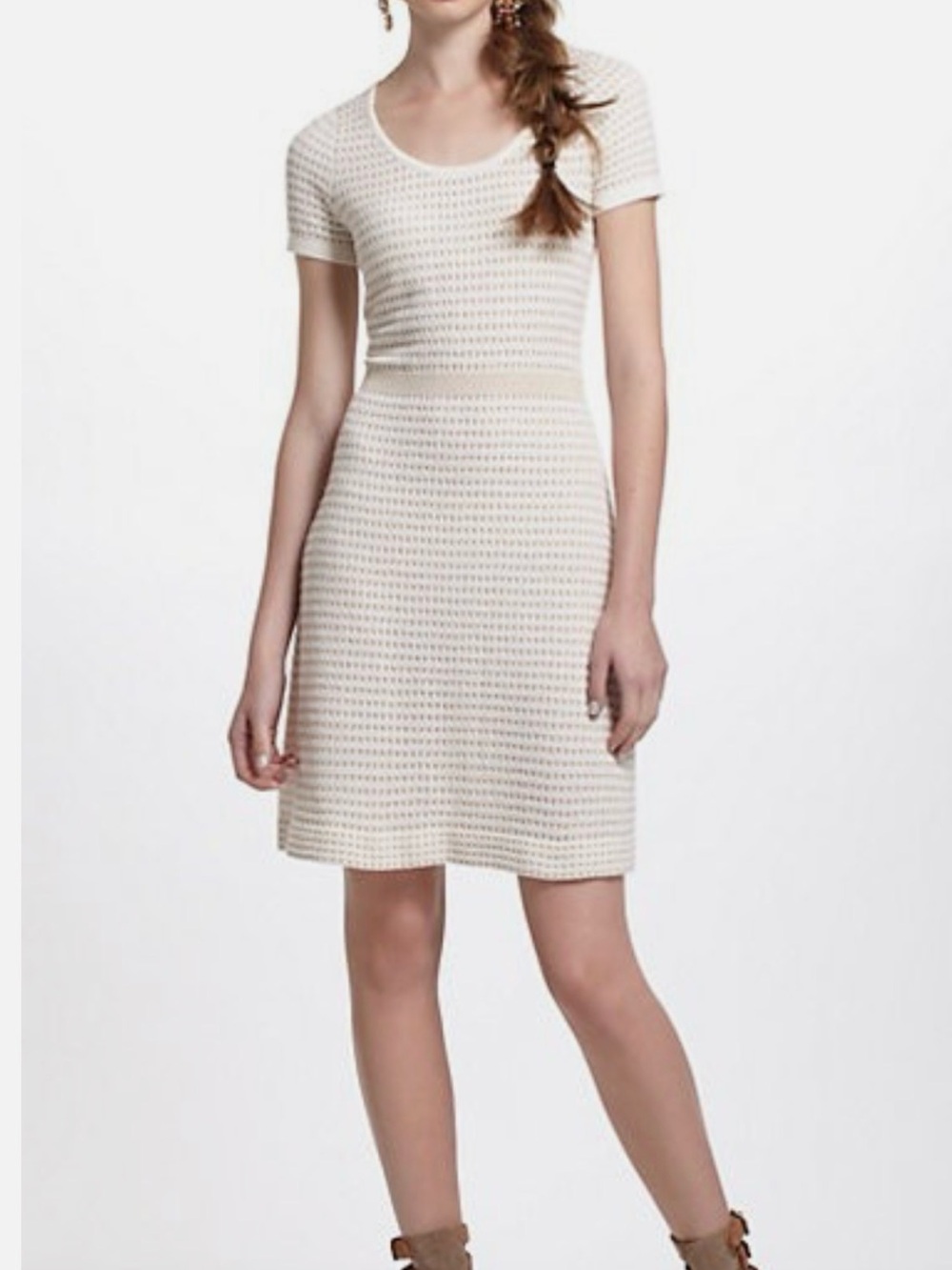 sparrow by Anthropologie Gilt Grid Lambswool and Angora Blend Knit Dress